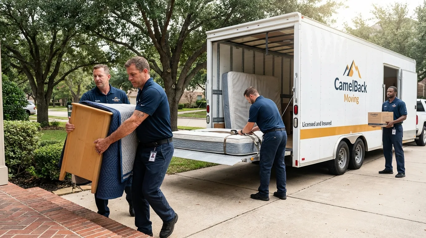 Crew loading residential truck for cross-state move from Fremont, MI